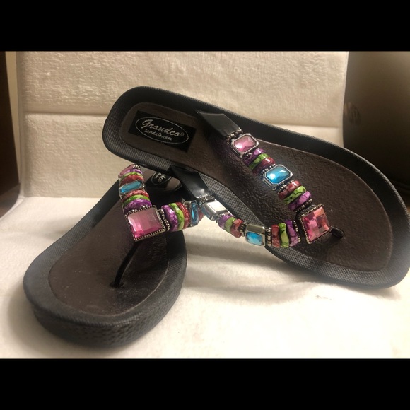 Grandco Sandals ~ Rainbow ~ Black Sole - Picture 4 of 4